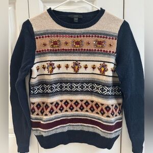 J. Crew Jeweled Wool Fair Isle Sweater